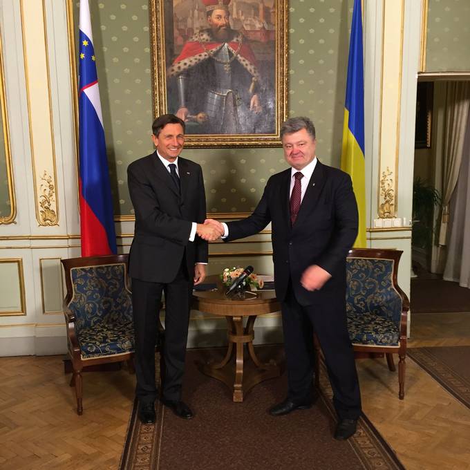 Predsednik Pahor na delovnem obisku pri ukrajinskem predsedniku Porošenku